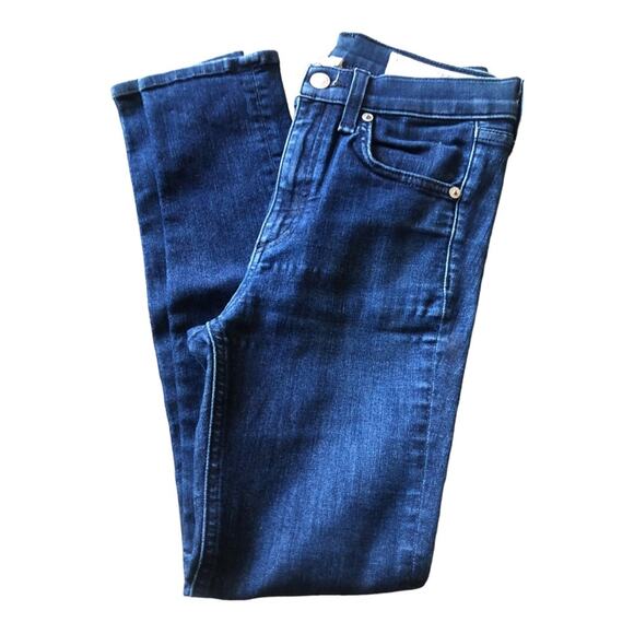 Rag And Bone High Rise Whiskered Faded Ankle Skinny Jeans, Indigo Color, 24 - Picture 3 of 15